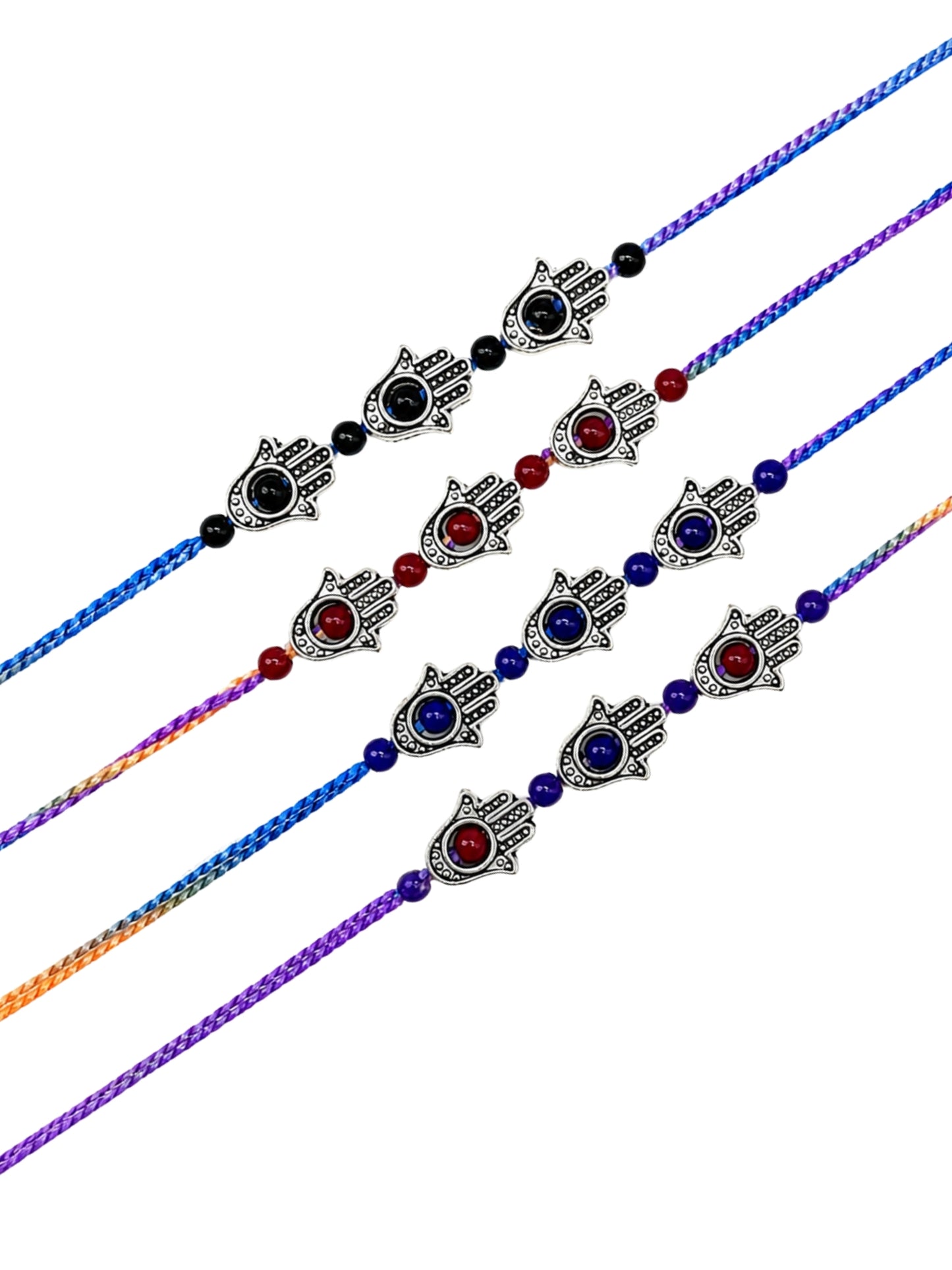 (Set of 4) Hamsa Evil Eye Rakhi Bracelet Bro