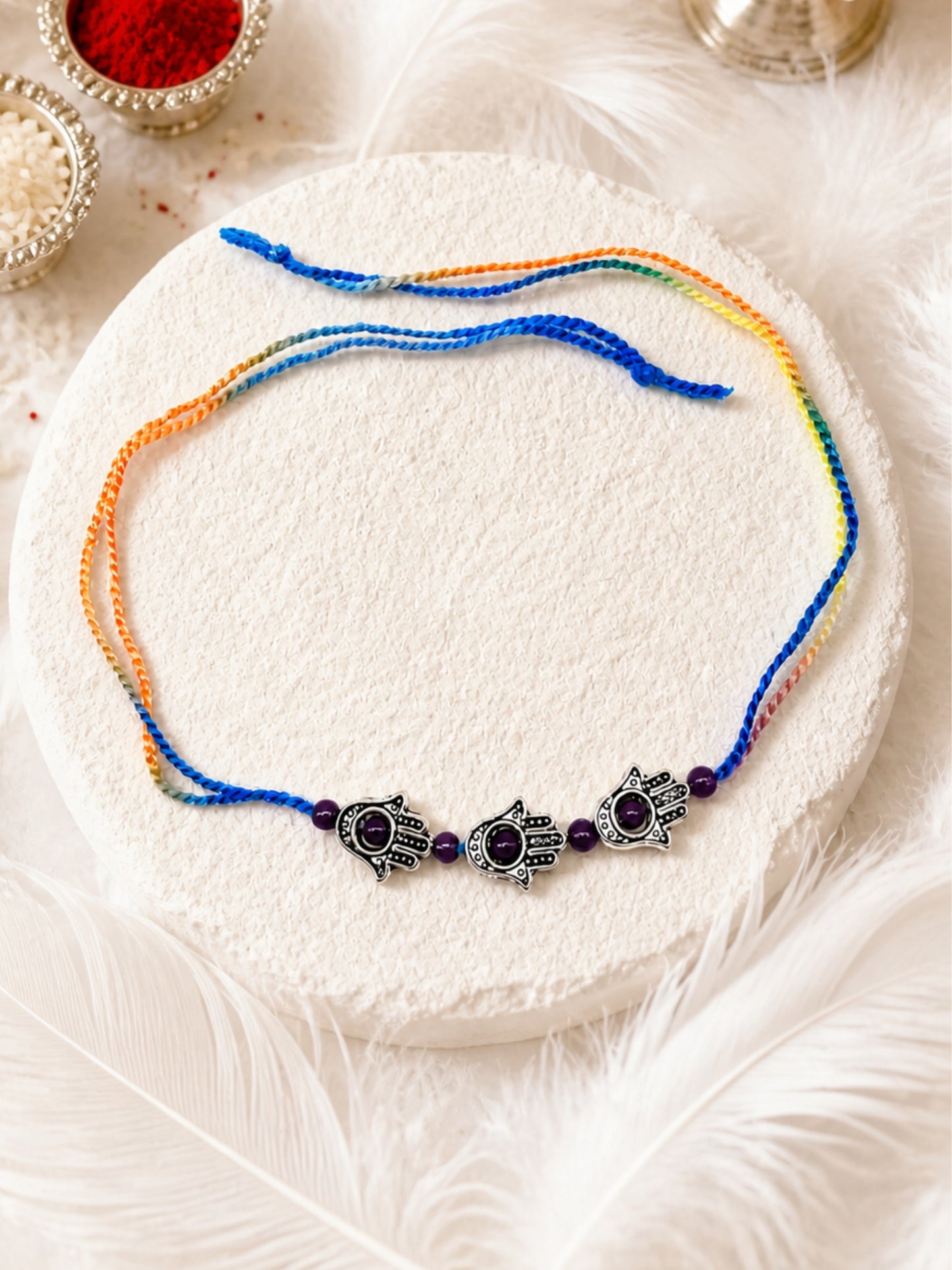 Blue Evil Eye Hamsa Rakhi Bracelet For Bhai Bhaiya Bro