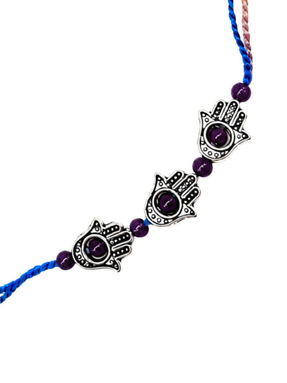 Blue Evil Eye Hamsa Rakhi Bracelet For Bhai Bhaiya Bro