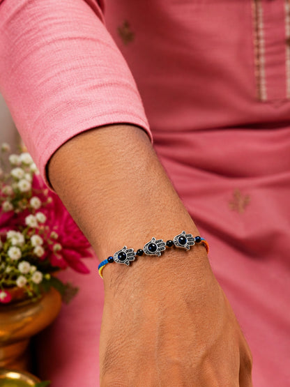 Black Evil Eye Hamsa Rakhi Bracelet For Bhai Bhaiya Bro