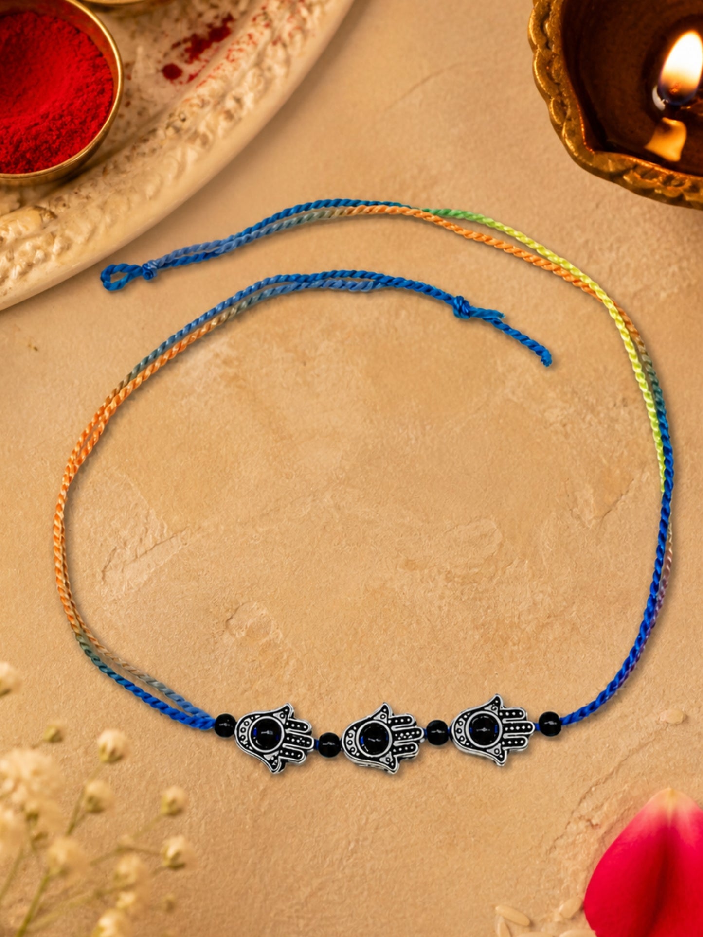 Black Evil Eye Hamsa Rakhi Bracelet For Bhai Bhaiya Bro