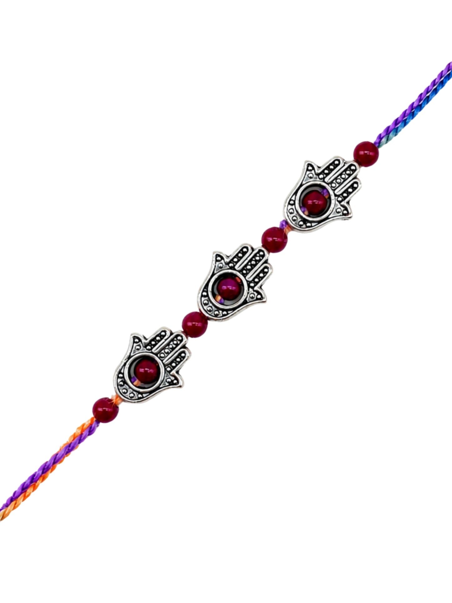 Red Evil Eye Hamsa Hand Rakhi Bracelet For Bhai Bro