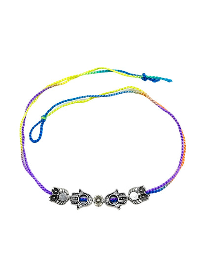 Silver-Plated Hamsa Evil Eye Owl Rakhi Bracelet For Bro