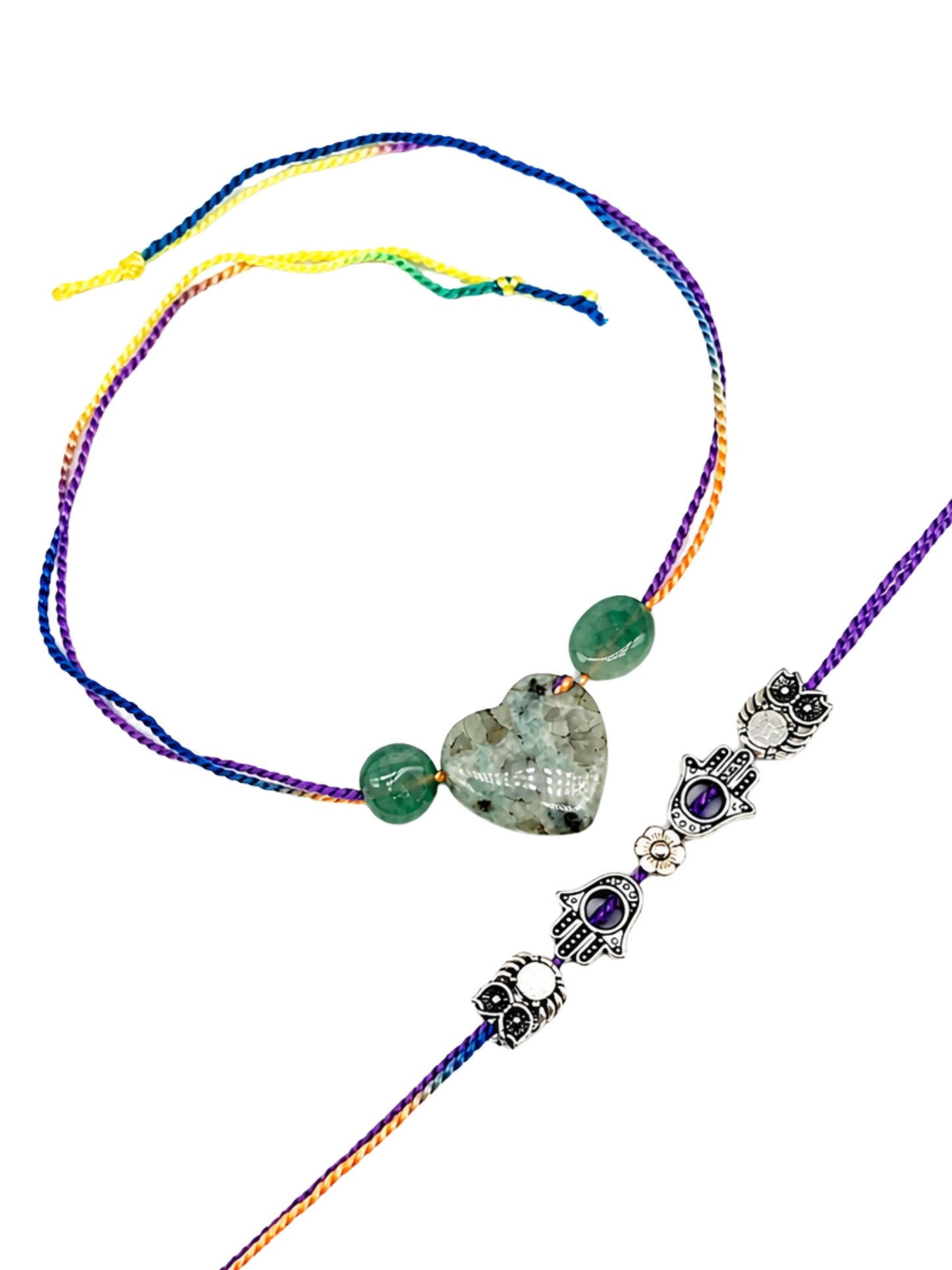 (Set of 2) Heart Hamsa Owl Rakhi Bracelet Bro