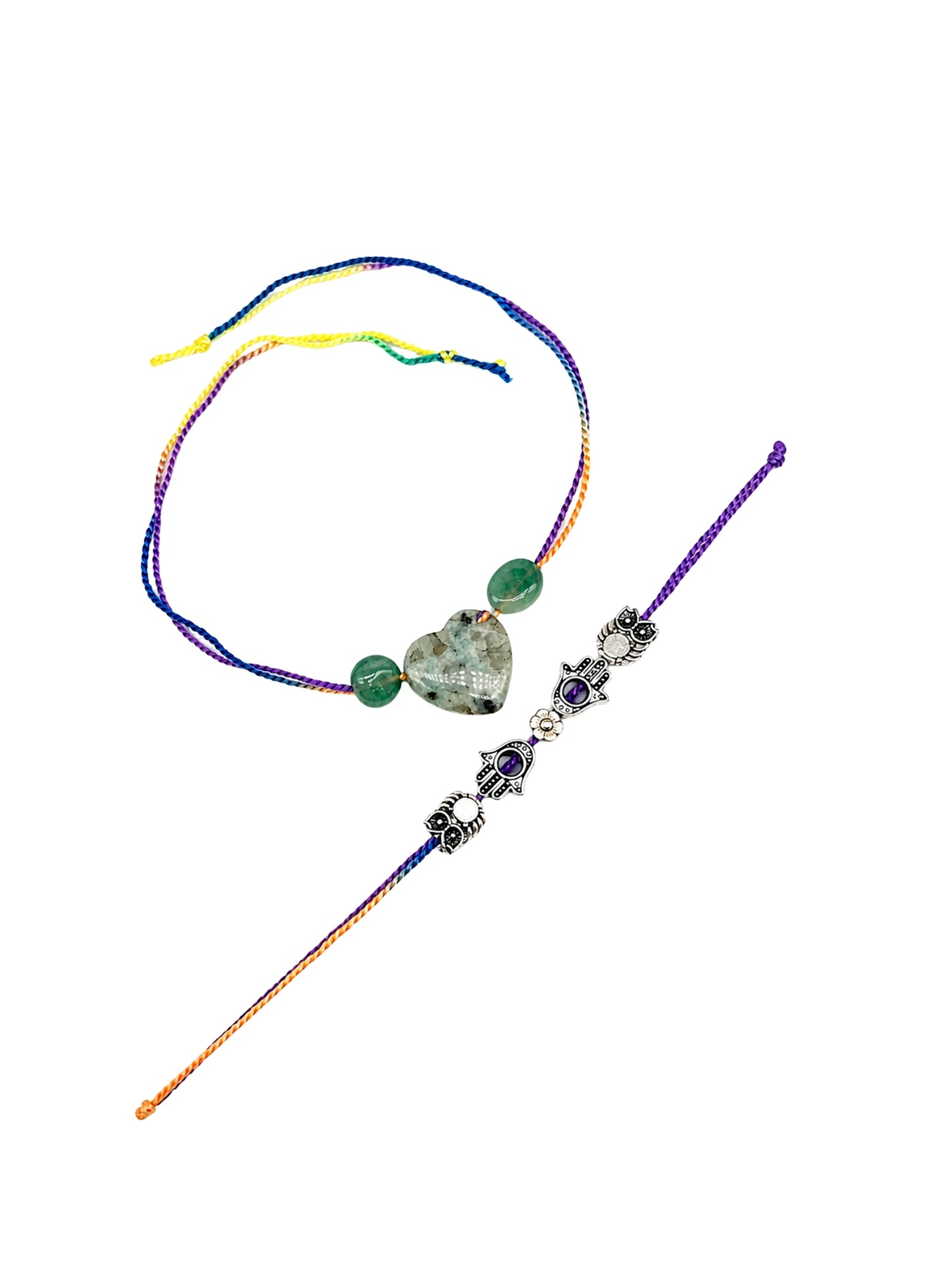 (Set of 2) Heart Hamsa Owl Rakhi Bracelet Bro