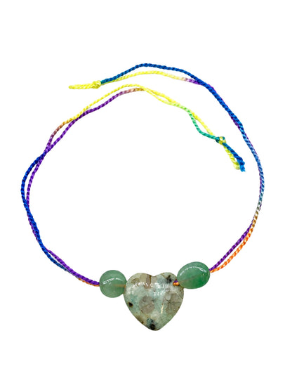 Green Stone Heart Rakhi Bracelet For Bhai Bro