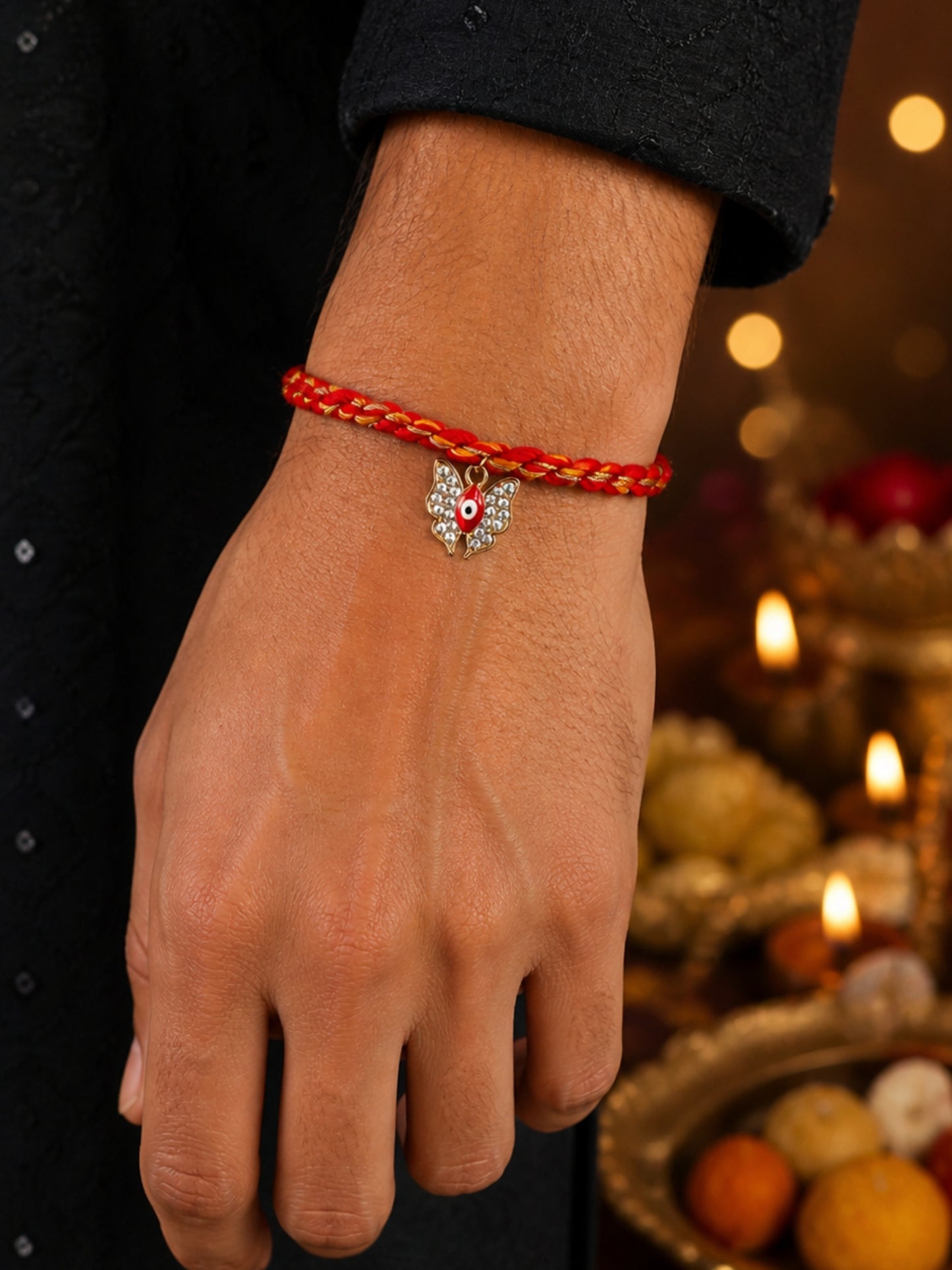 AD Butterfly Evil Eye Rakhi Bracelet For Bhai Bro