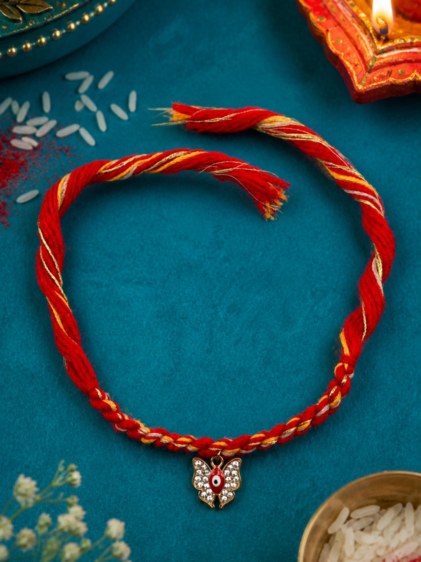AD Butterfly Evil Eye Rakhi Bracelet For Bhai Bro