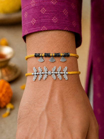 (Set of 2) Tribal Boho Butterfly Charm Rakhi Bracelet Bhai Bro