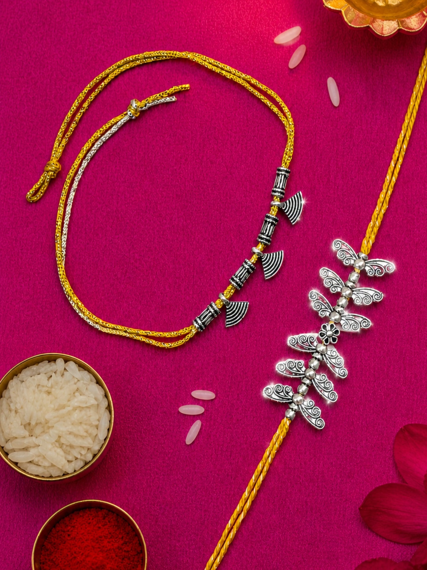 (Set of 2) Tribal Boho Butterfly Charm Rakhi Bracelet Bhai Bro