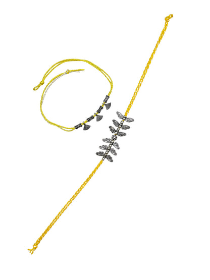 (Set of 2) Tribal Boho Butterfly Charm Rakhi Bracelet Bhai Bro