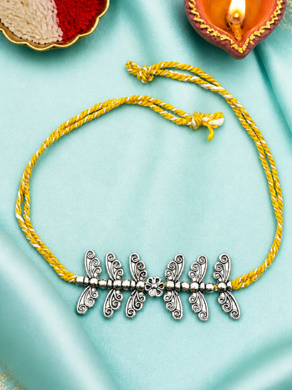 Oxidized Silver Butterfly Rakhi Bracelet For Bro