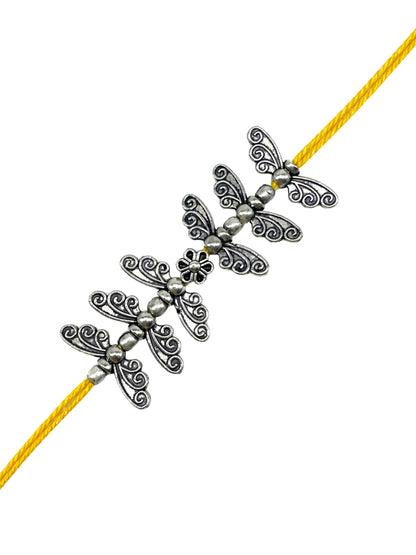Oxidized Silver Butterfly Rakhi Bracelet For Bro