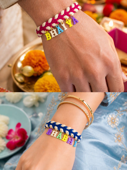 (Set of 2) Bhaiya Bhabhi Hanging Letter Lumba Rakhi