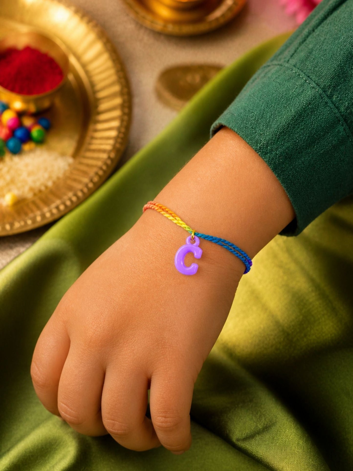 A To Z Beads Letters Kids Rakhi Bracelet For Kids Bhaiya Bro Bhai Gift