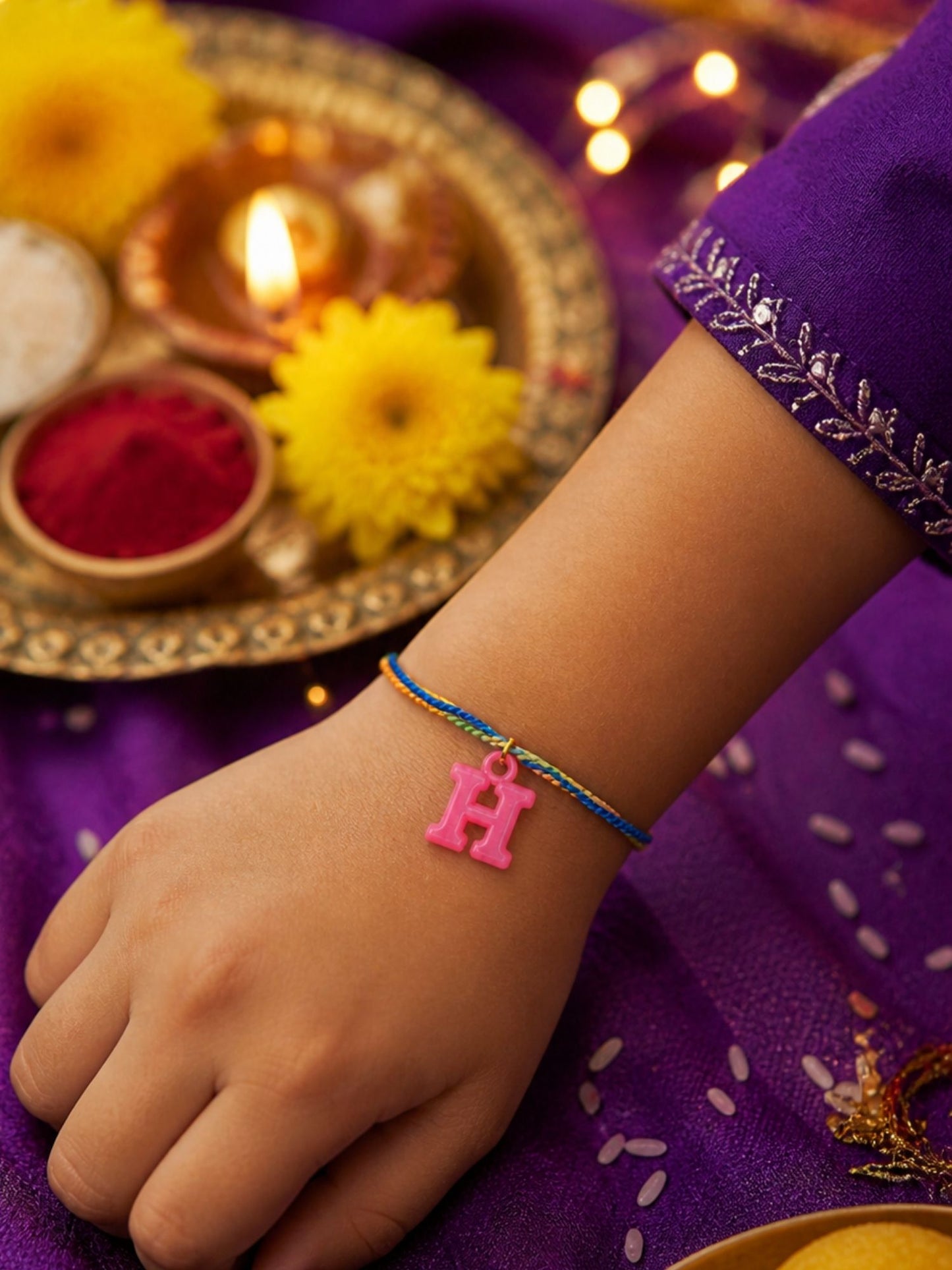 A To Z Beads Letters Kids Rakhi Bracelet For Kids Bhaiya Bro Bhai Gift