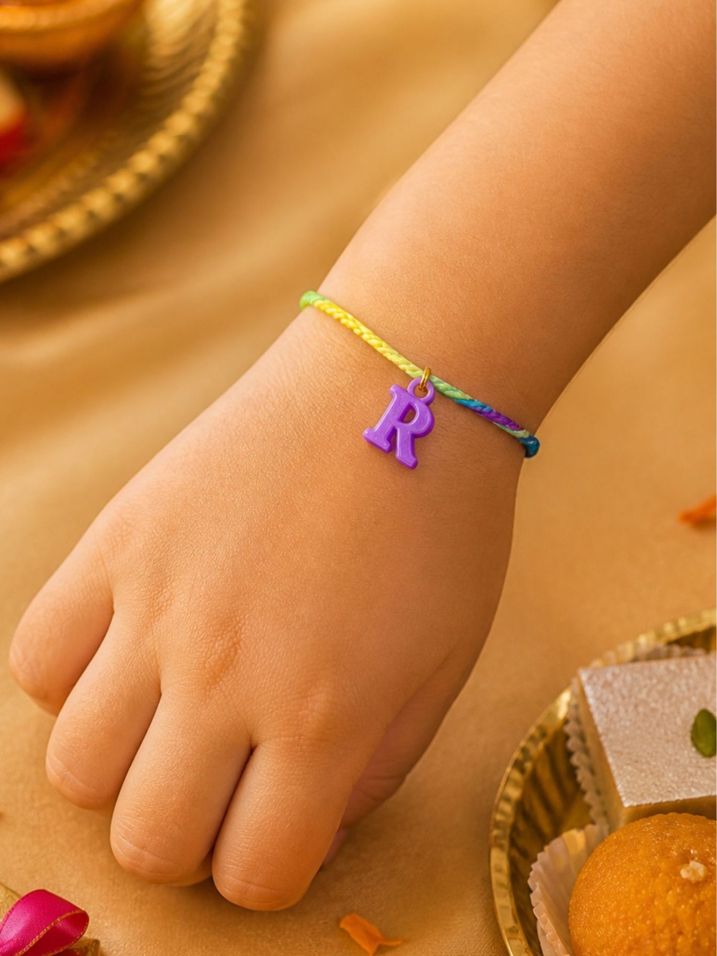 A To Z Beads Letters Kids Rakhi Bracelet For Kids Bhaiya Bro Bhai Gift