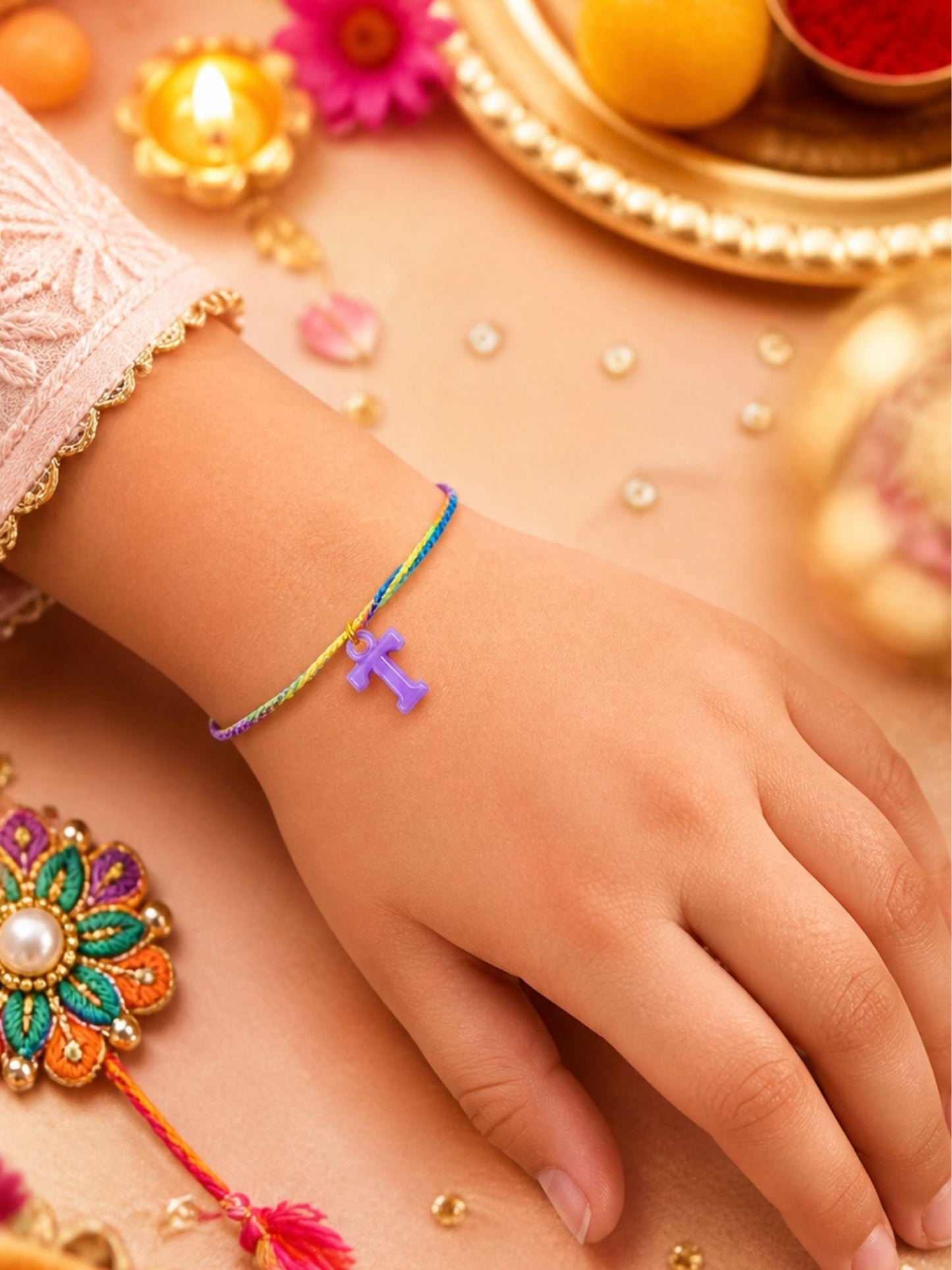 A To Z Beads Letters Kids Rakhi Bracelet For Kids Bhaiya Bro Bhai Gift