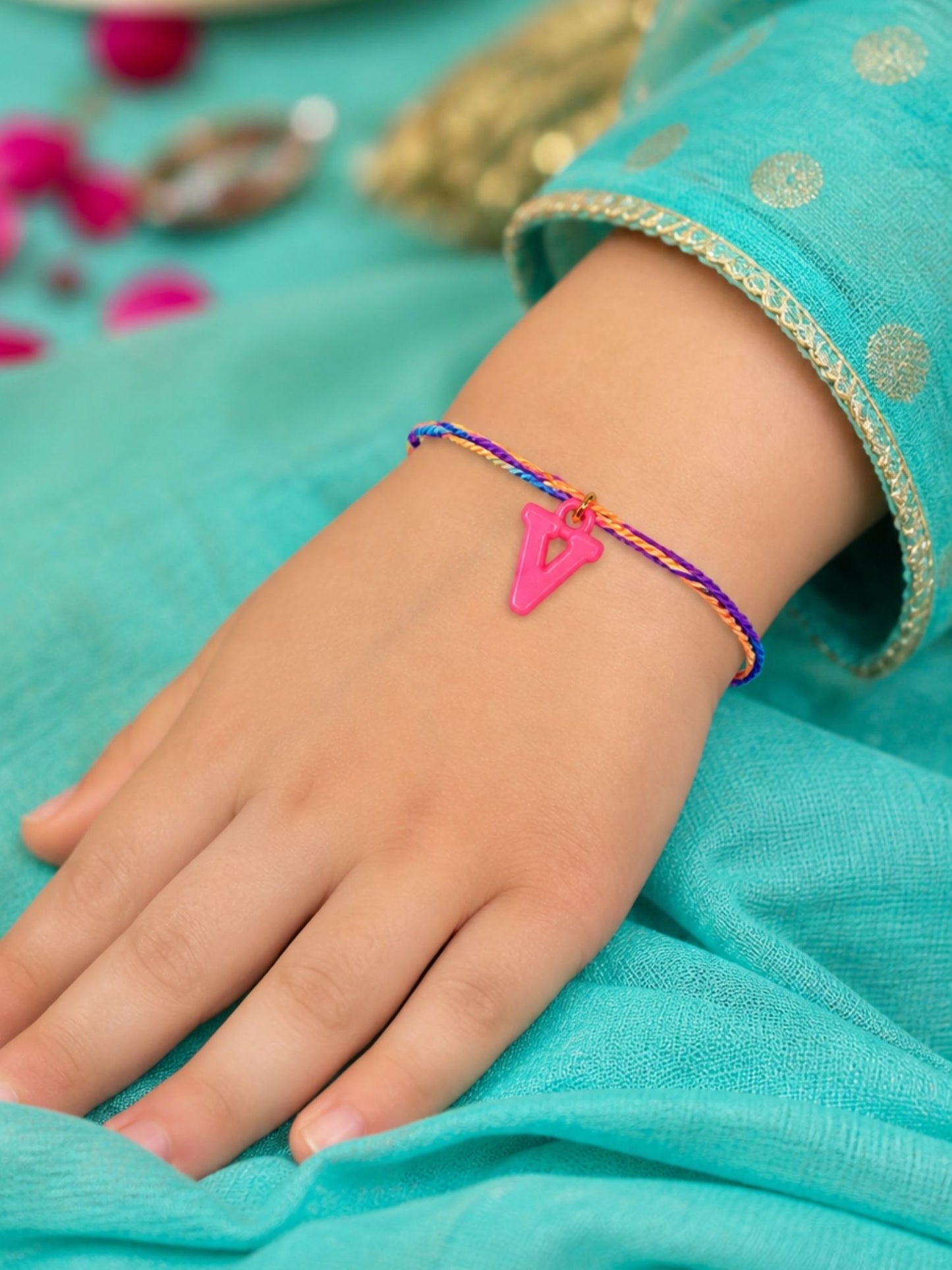 A To Z Beads Letters Kids Rakhi Bracelet For Kids Bhaiya Bro Bhai Gift