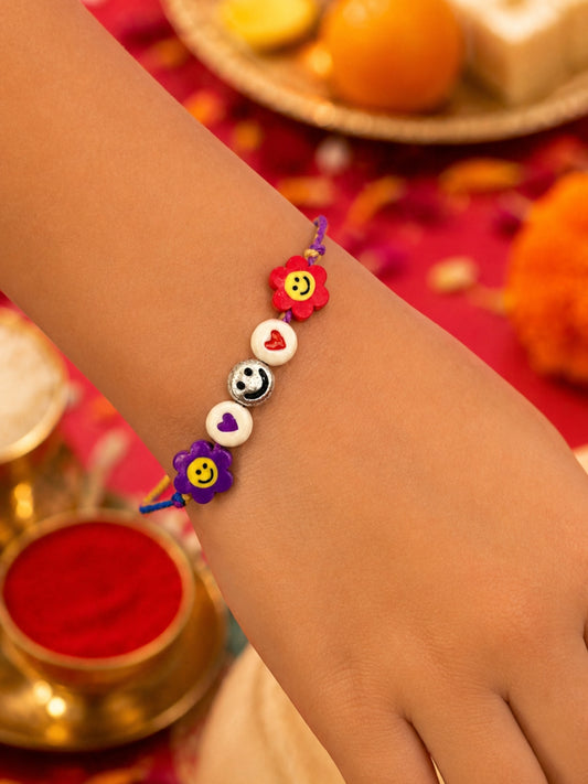 Colorful Smiley Kids Rakhi Bracelet Bhai Bhaiya Bro
