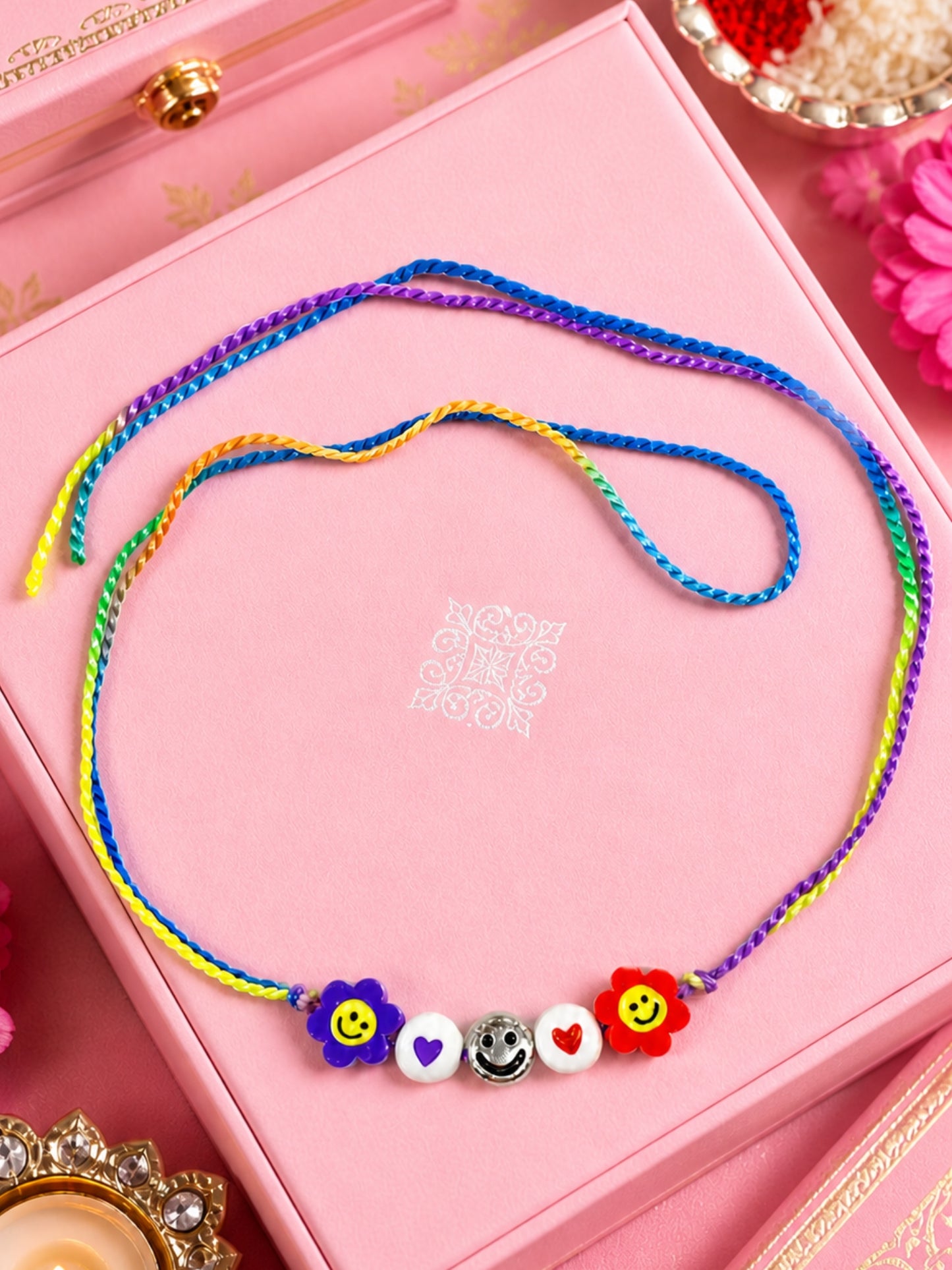 Colorful Smiley Kids Rakhi Bracelet Bhai Bhaiya Bro