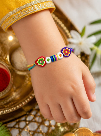 Heart Flower Kids Rakhi Bracelet Bhai Bhaiya Bro