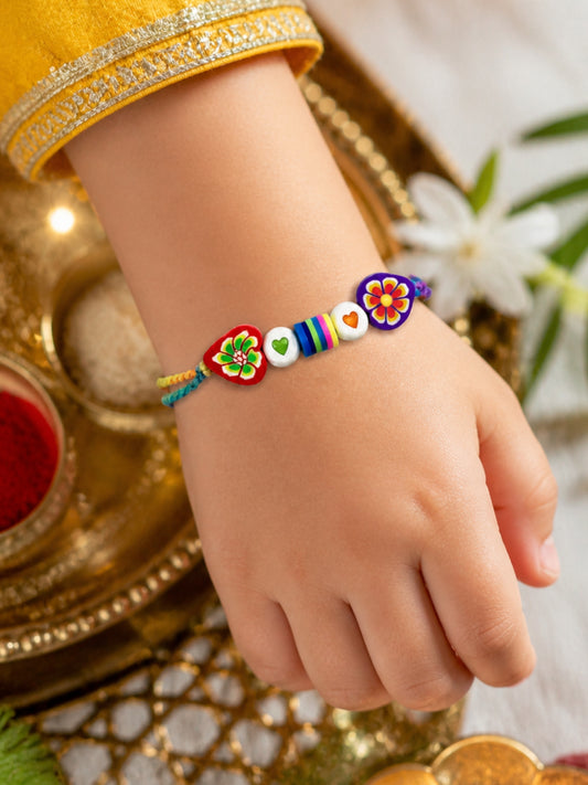Heart Flower Kids Rakhi Bracelet Bhai Bhaiya Bro