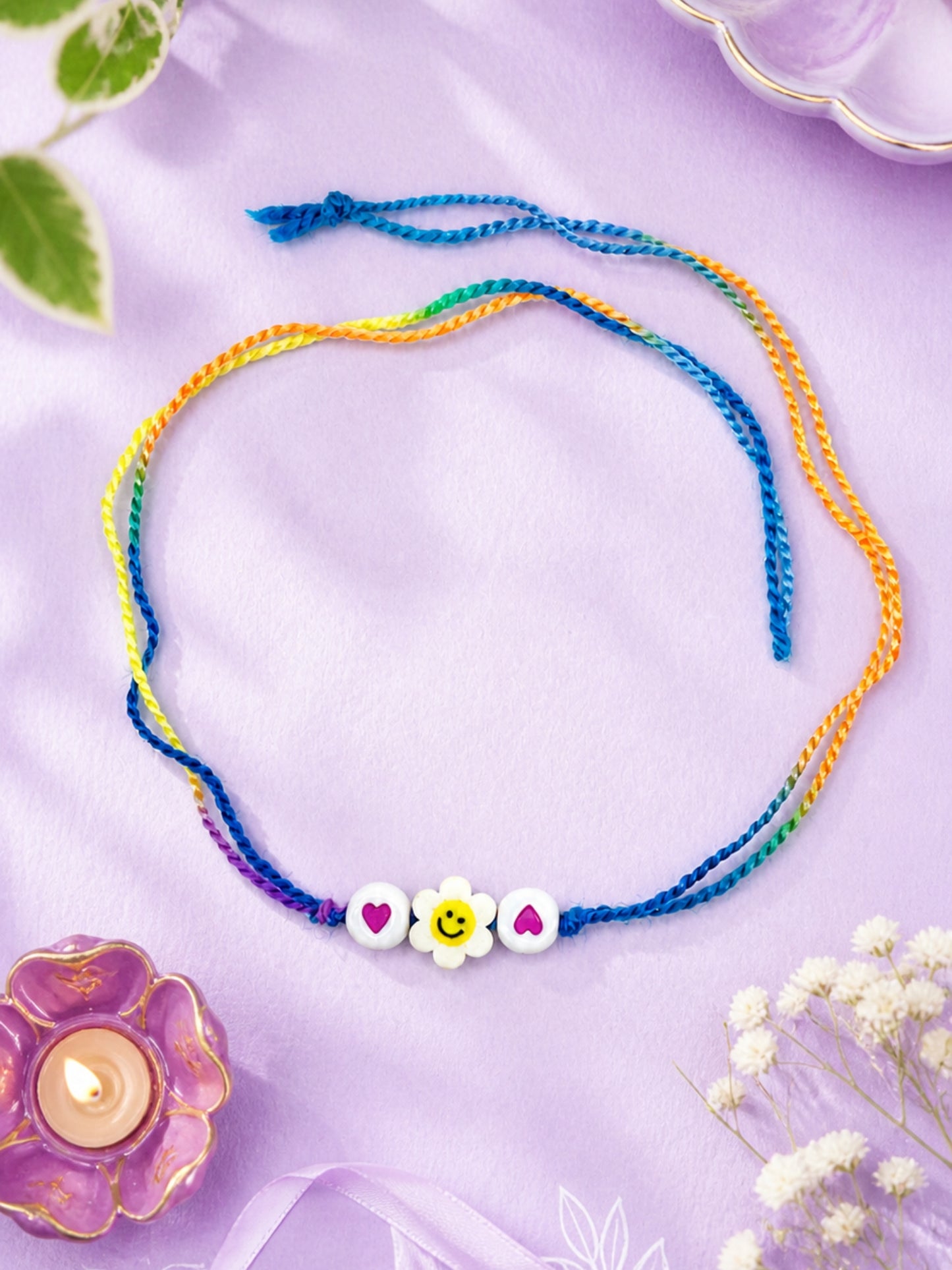 Smiley Flower Kids Rakhi Bracelet Bhai Bhaiya Bro