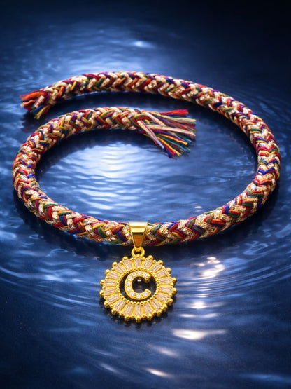 A TO Z Alphabet American Diamond Charm Initial Name Lumba Rakhi Bracelet For Bhaiya Bhabhi