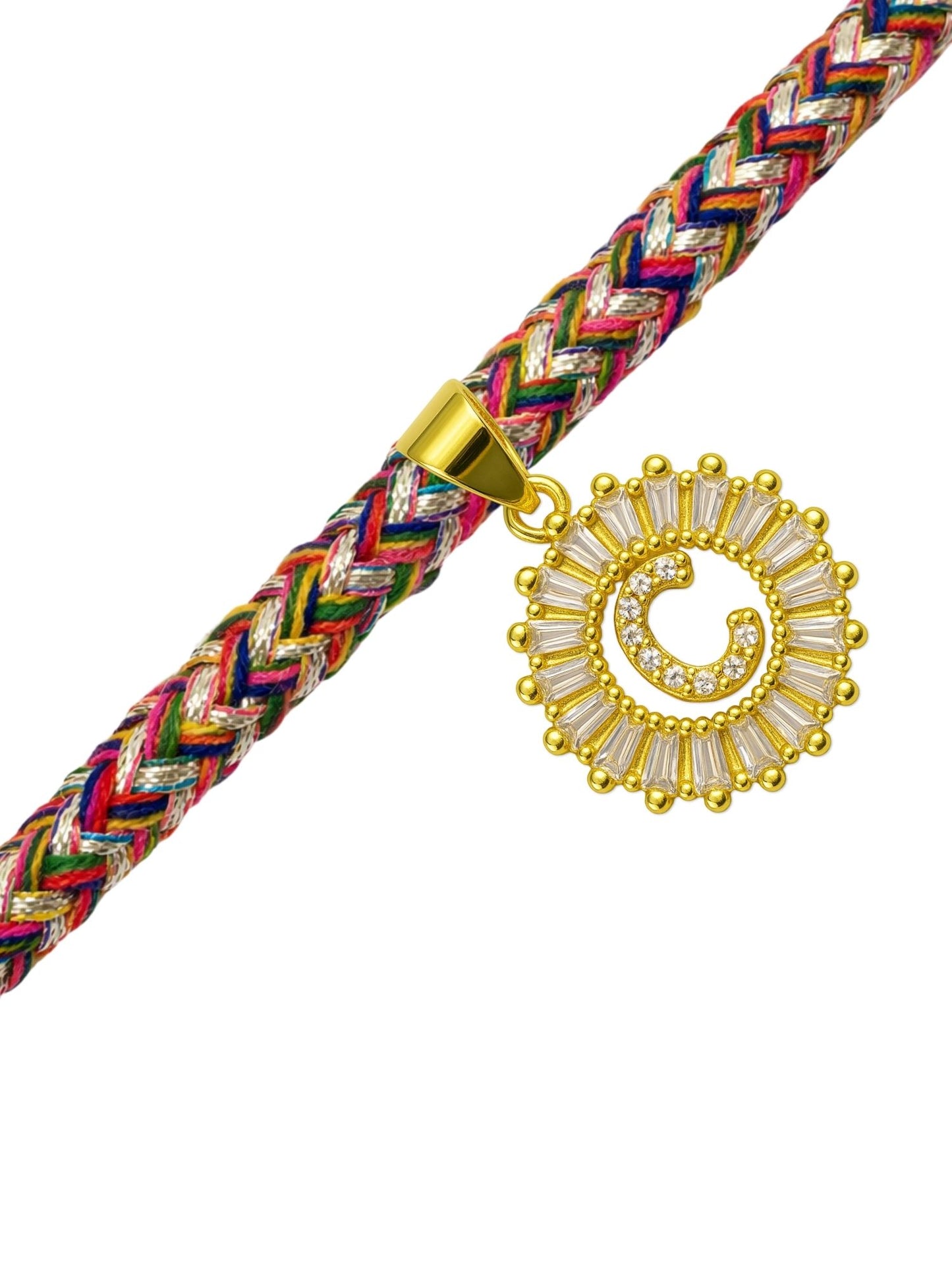 A TO Z Alphabet American Diamond Charm Initial Name Lumba Rakhi Bracelet For Bhaiya Bhabhi