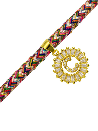 A TO Z Alphabet American Diamond Charm Initial Name Lumba Rakhi Bracelet For Bhaiya Bhabhi