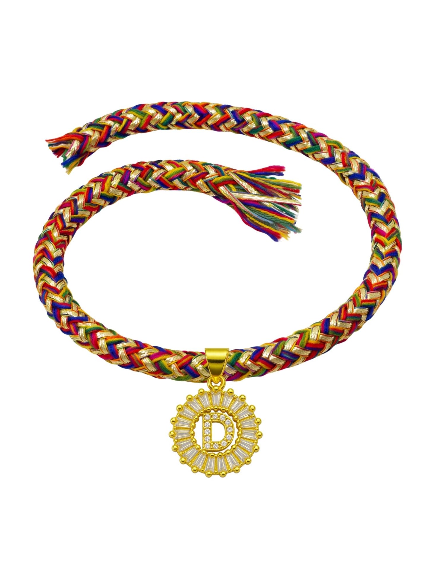 A TO Z Alphabet American Diamond Charm Initial Name Lumba Rakhi Bracelet For Bhaiya Bhabhi