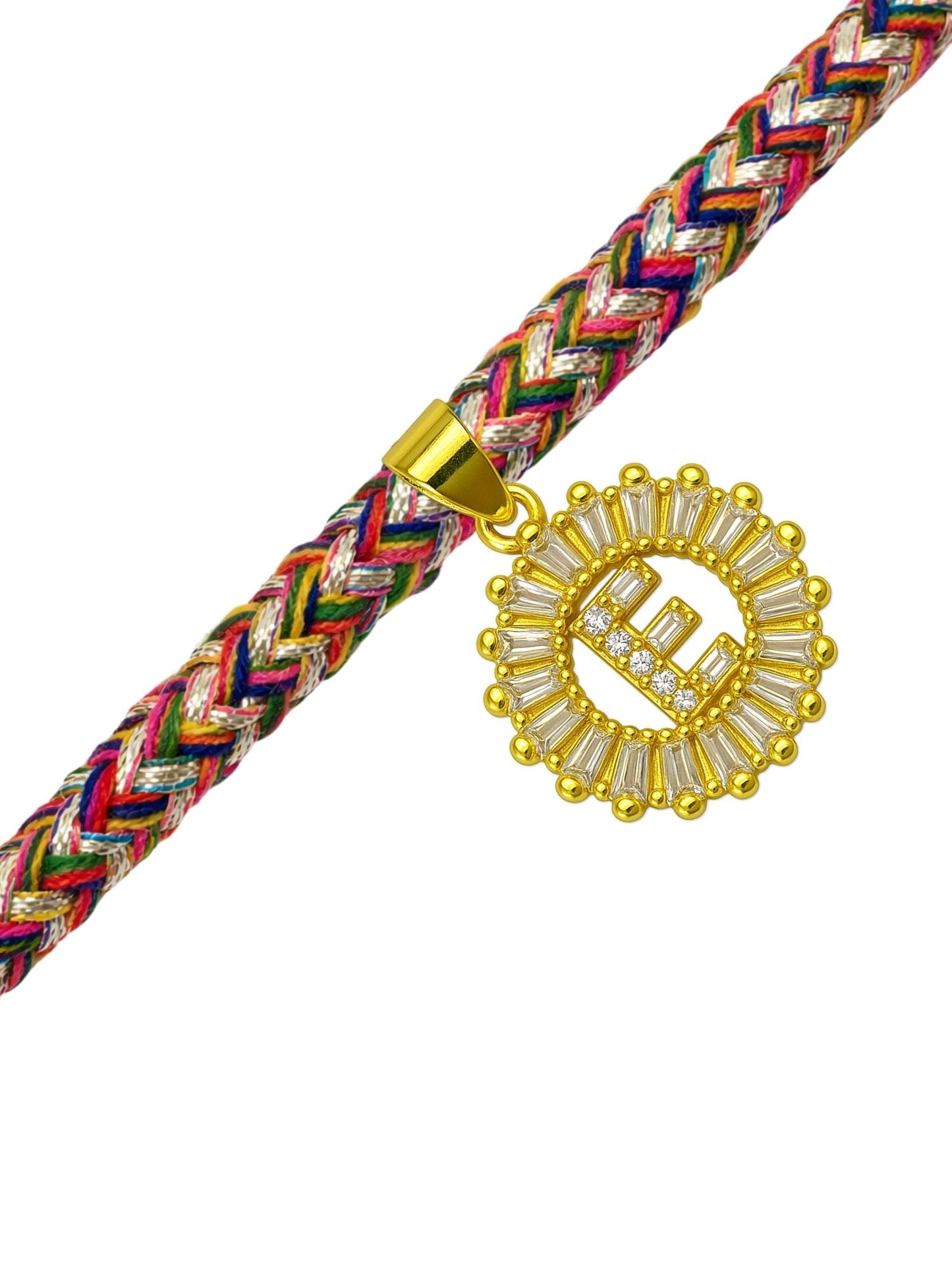 A TO Z Alphabet American Diamond Charm Initial Name Lumba Rakhi Bracelet For Bhaiya Bhabhi