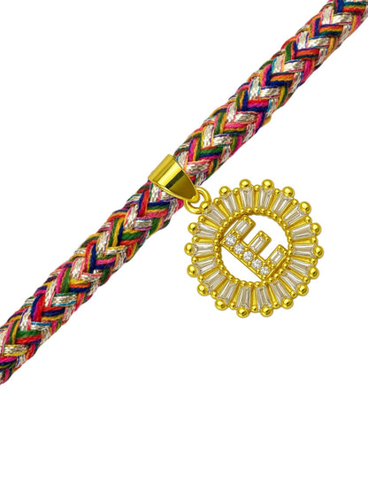A TO Z Alphabet American Diamond Charm Initial Name Lumba Rakhi Bracelet For Bhaiya Bhabhi