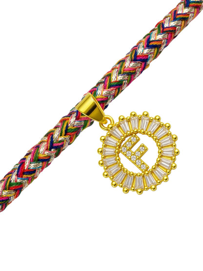 A TO Z Alphabet American Diamond Charm Initial Name Lumba Rakhi Bracelet For Bhaiya Bhabhi
