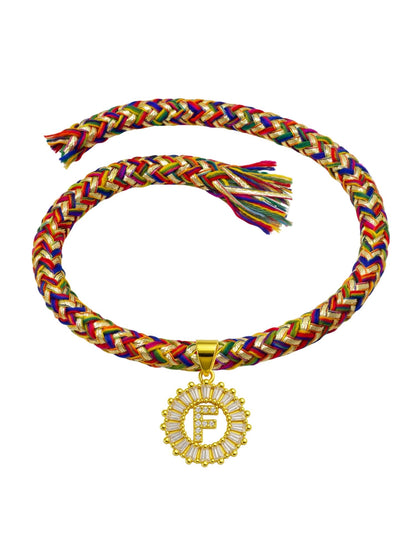 A TO Z Alphabet American Diamond Charm Initial Name Lumba Rakhi Bracelet For Bhaiya Bhabhi