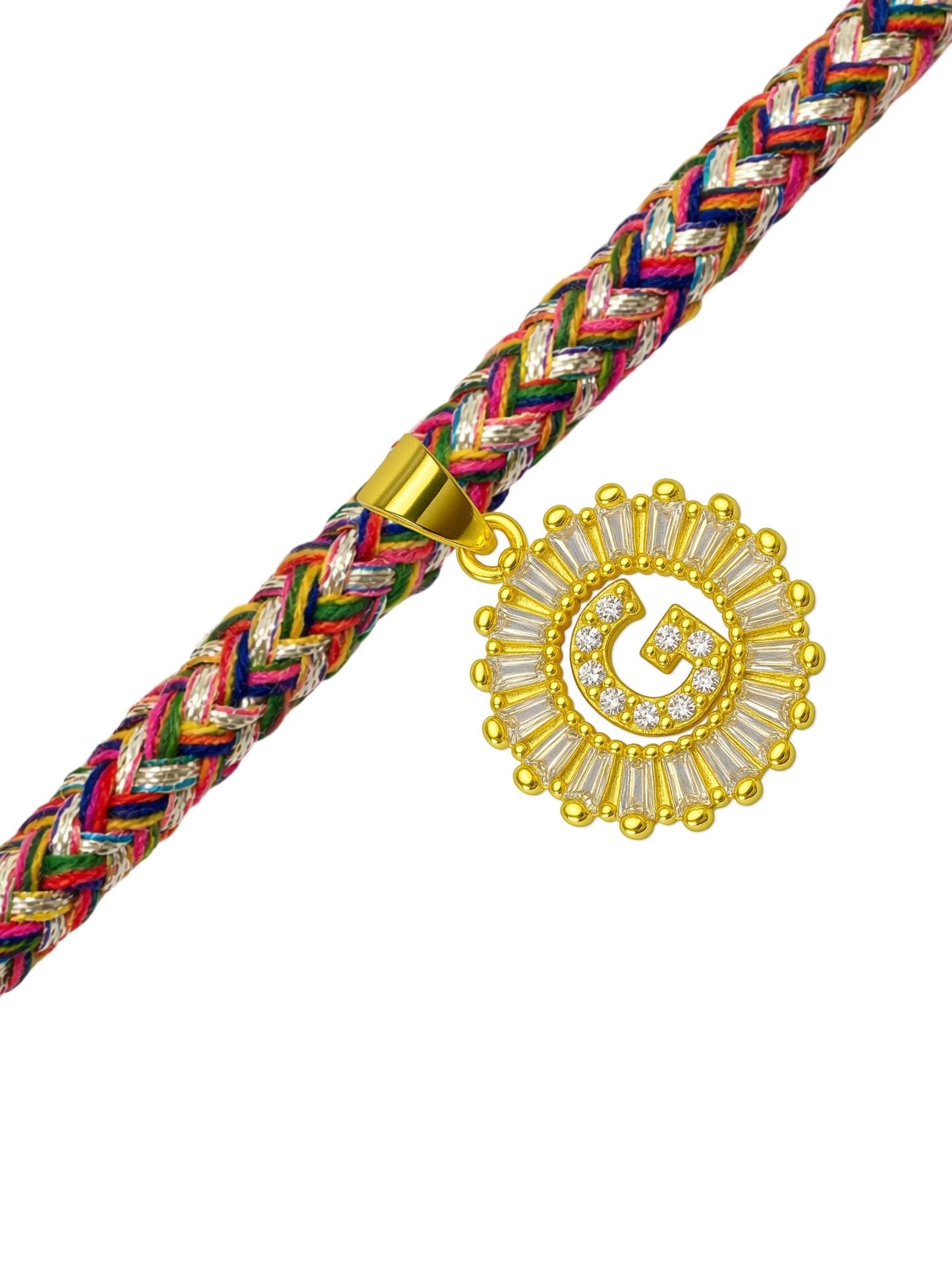 A TO Z Alphabet American Diamond Charm Initial Name Lumba Rakhi Bracelet For Bhaiya Bhabhi