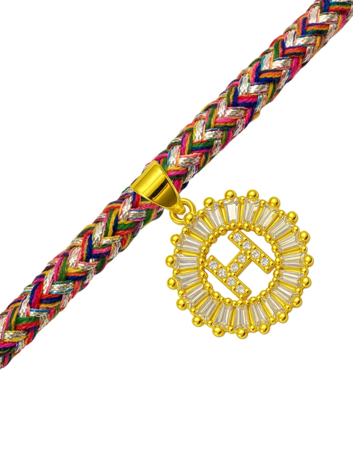 A TO Z Alphabet American Diamond Charm Initial Name Lumba Rakhi Bracelet For Bhaiya Bhabhi