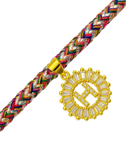 A TO Z Alphabet American Diamond Charm Initial Name Lumba Rakhi Bracelet For Bhaiya Bhabhi