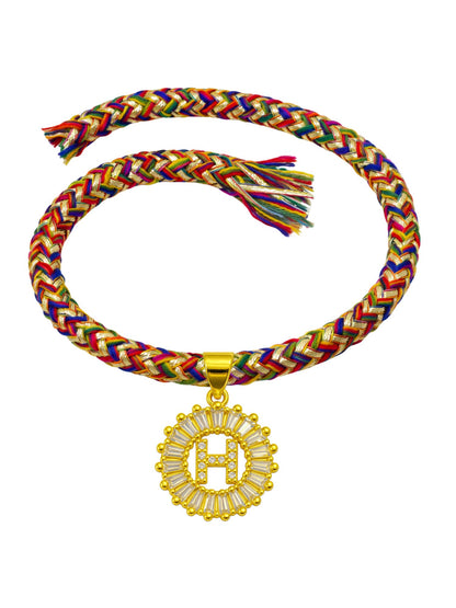 A TO Z Alphabet American Diamond Charm Initial Name Lumba Rakhi Bracelet For Bhaiya Bhabhi