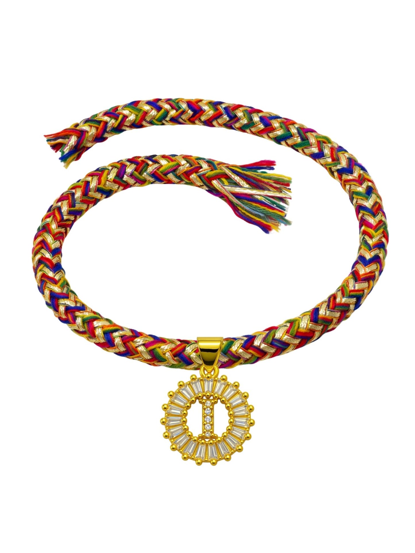 A TO Z Alphabet American Diamond Charm Initial Name Lumba Rakhi Bracelet For Bhaiya Bhabhi