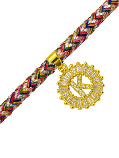 A TO Z Alphabet American Diamond Charm Initial Name Lumba Rakhi Bracelet For Bhaiya Bhabhi