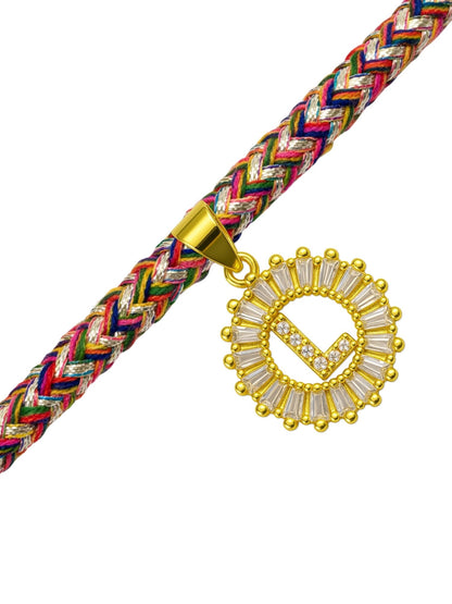 A TO Z Alphabet American Diamond Charm Initial Name Lumba Rakhi Bracelet For Bhaiya Bhabhi