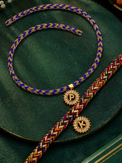 (Set of 2) A To Z Diamond Letters Charm Lumba Rakhi Bhaiya Bhabhi