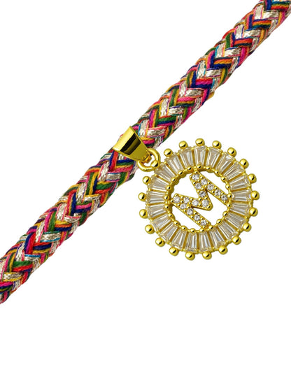 A TO Z Alphabet American Diamond Charm Initial Name Lumba Rakhi Bracelet For Bhaiya Bhabhi