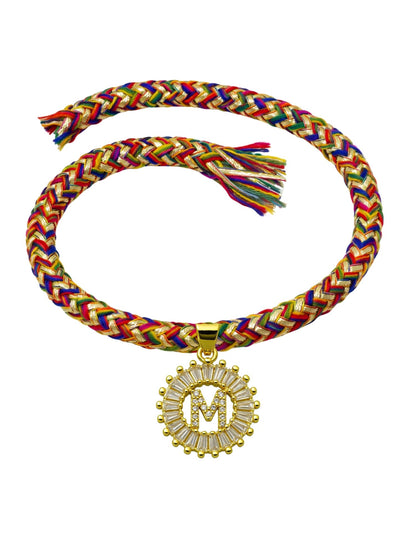 A TO Z Alphabet American Diamond Charm Initial Name Lumba Rakhi Bracelet For Bhaiya Bhabhi