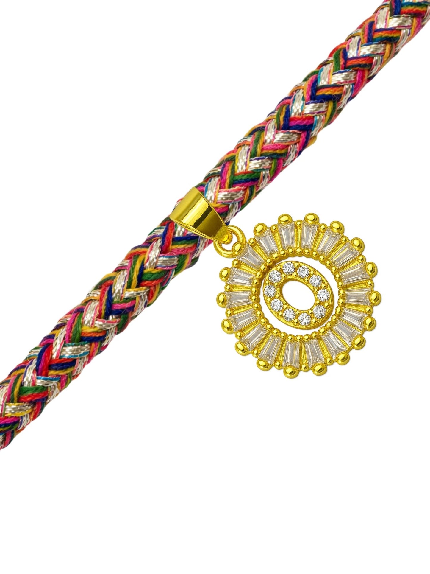 A TO Z Alphabet American Diamond Charm Initial Name Lumba Rakhi Bracelet For Bhaiya Bhabhi
