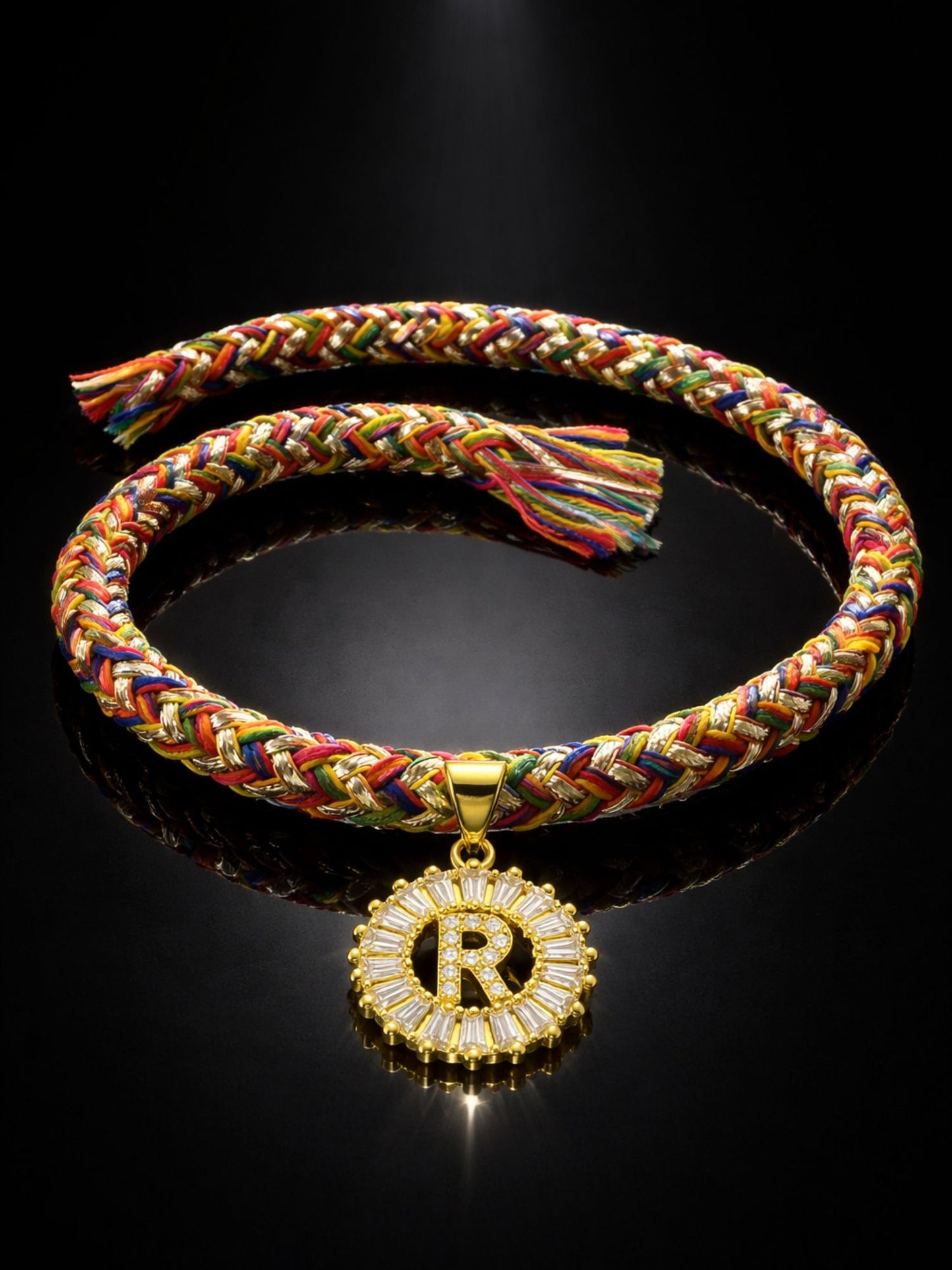 A TO Z Alphabet American Diamond Charm Initial Name Lumba Rakhi Bracelet For Bhaiya Bhabhi