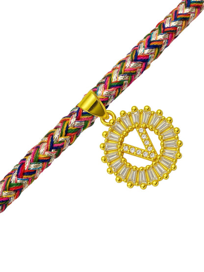 A TO Z Alphabet American Diamond Charm Initial Name Lumba Rakhi Bracelet For Bhaiya Bhabhi