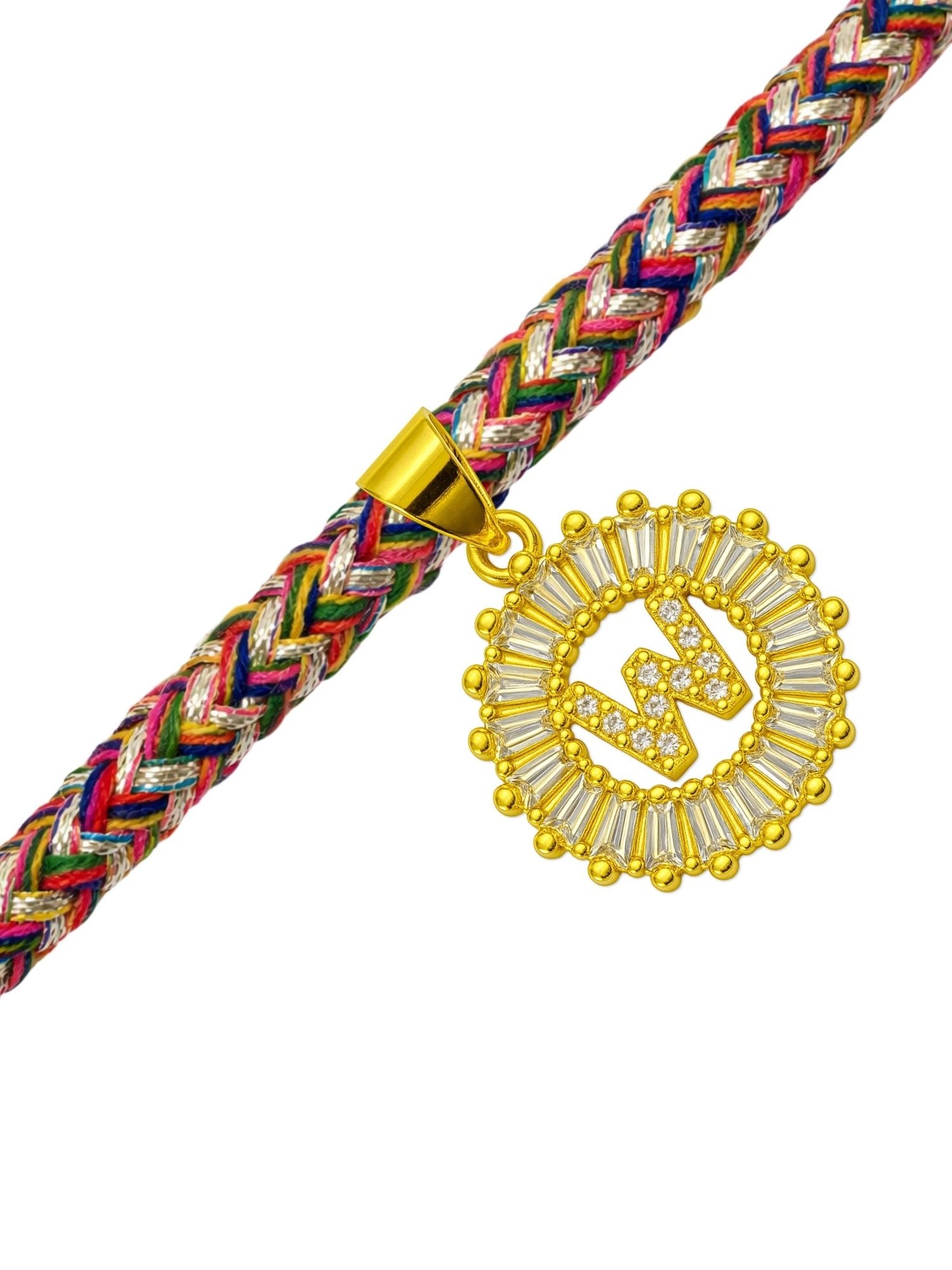 A TO Z Alphabet American Diamond Charm Initial Name Lumba Rakhi Bracelet For Bhaiya Bhabhi